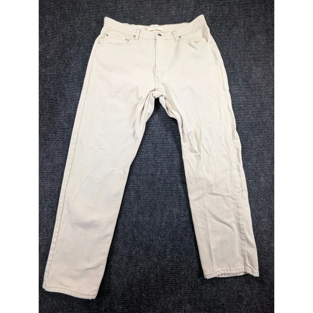 Levi's 505 Regular Fit Jeans Mens 36x32 Off White Denim Cotton Straight Leg